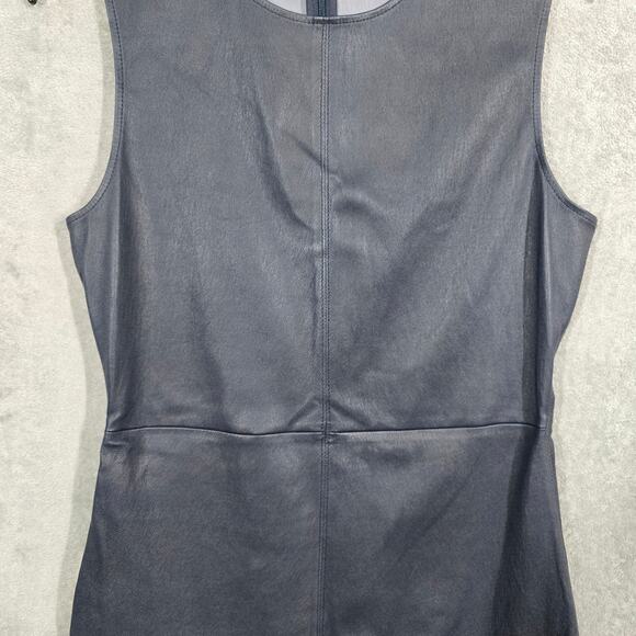 Theory Eano Navy Blue Lamb Skin Sheath Dress Size 8 - Picture 2 of 5